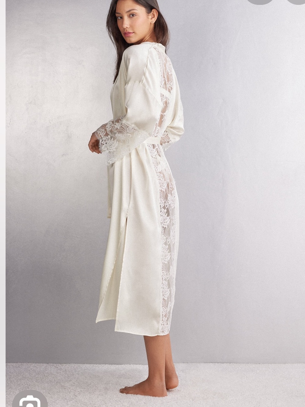 Intimissimi Silk Set 4 pcs - Robe, tank top, pants and panties Lace Trim - Cream - Picture 6 of 16